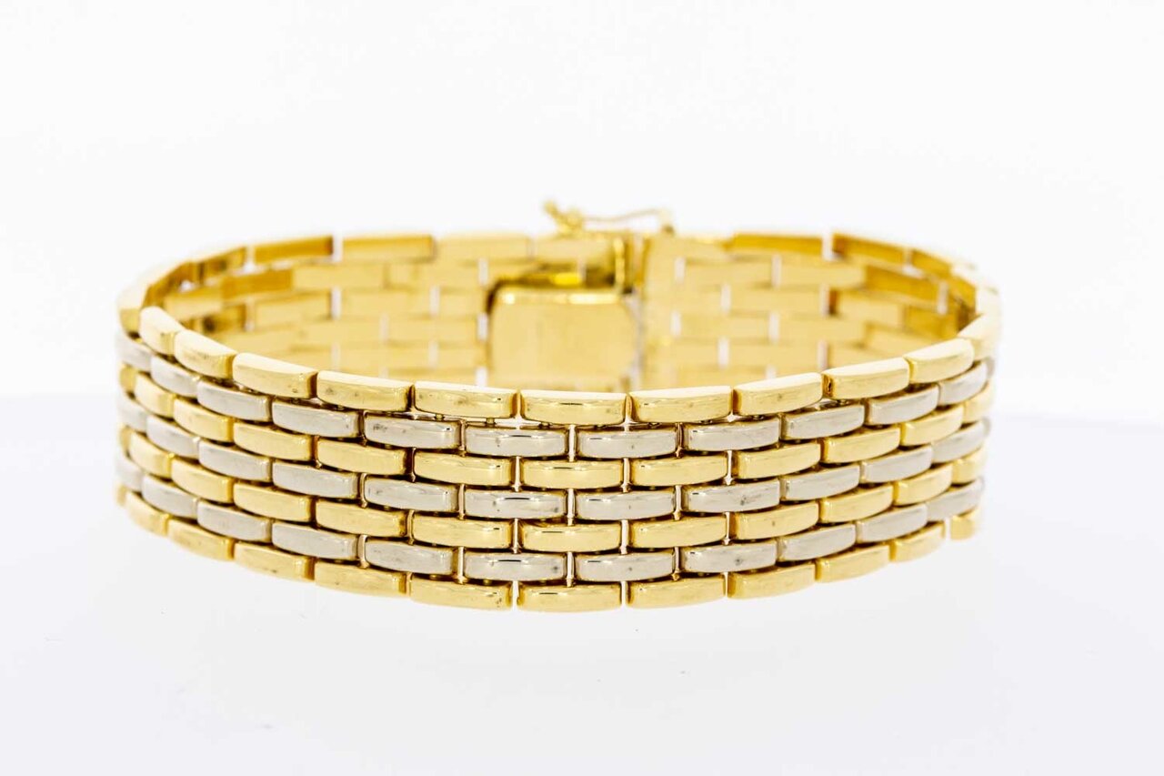 Brede Tank armband 18 karaat goud - 20 cm