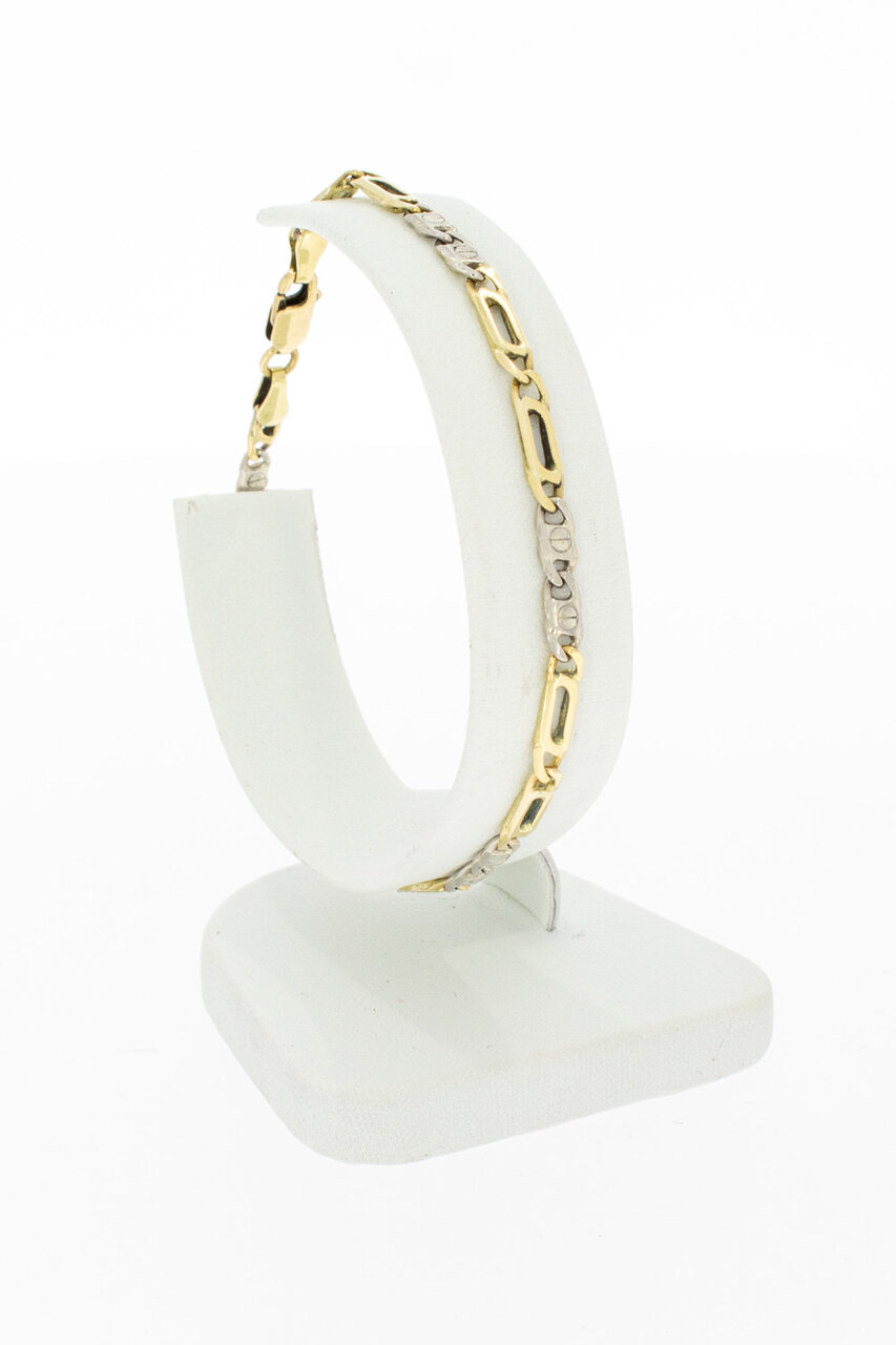 14 karaat goud schakelarmband - 19,5 cm