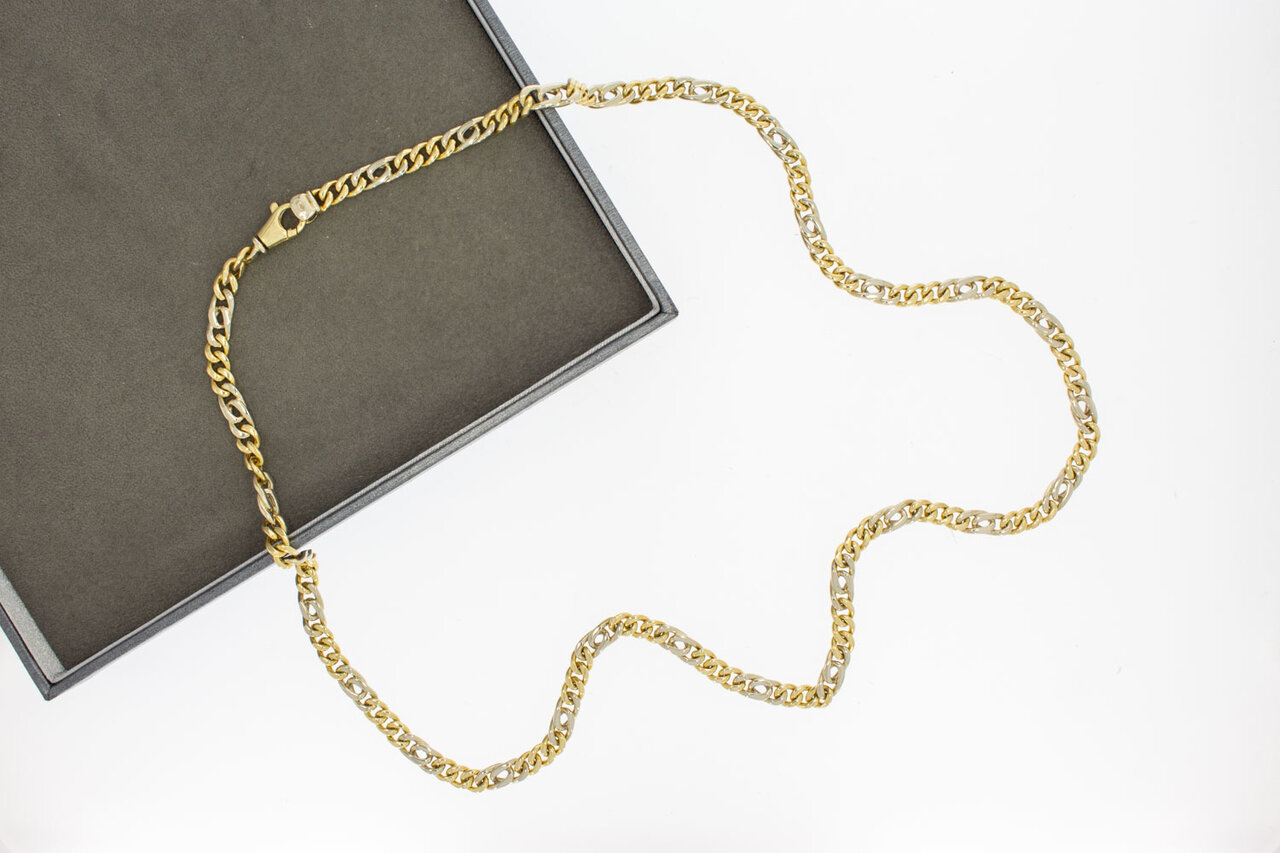 Gourmet- ketting 14 Karaat bicolor goud  - 61 cm