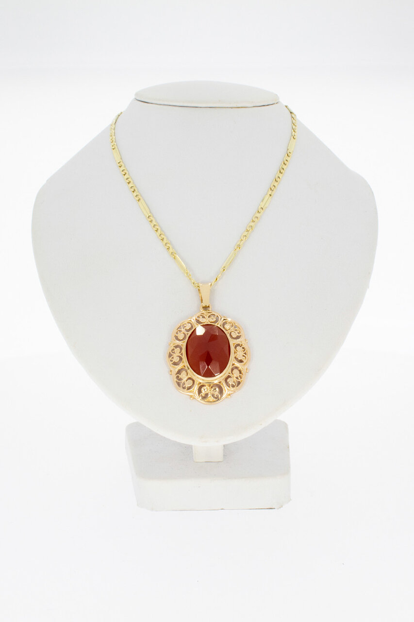 14 Karaat gouden hanger met Carneool