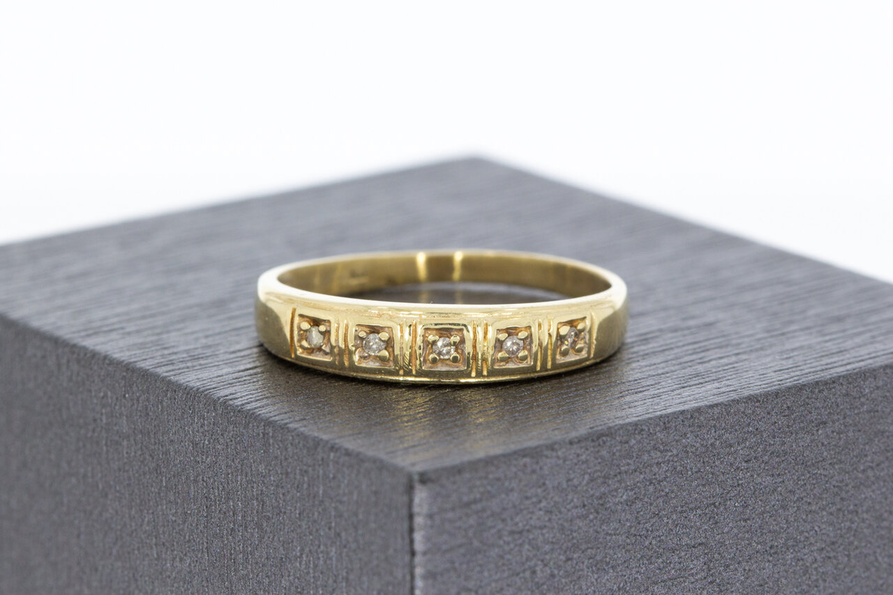 14 karaat ring met Diamant - 19 mm