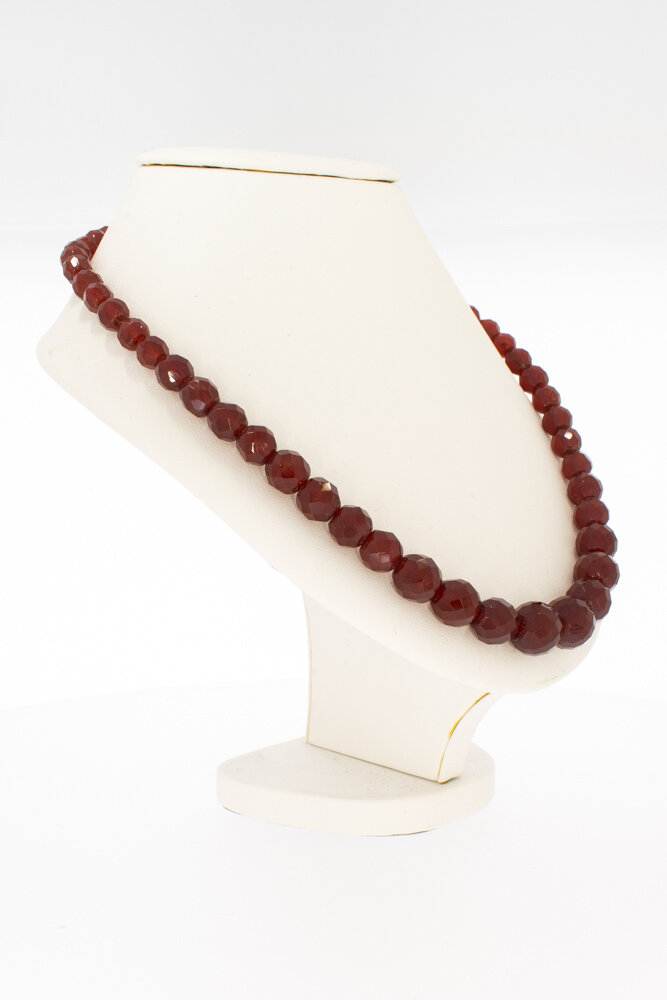 Granaten Collier met gouden sluiting - 47 cm