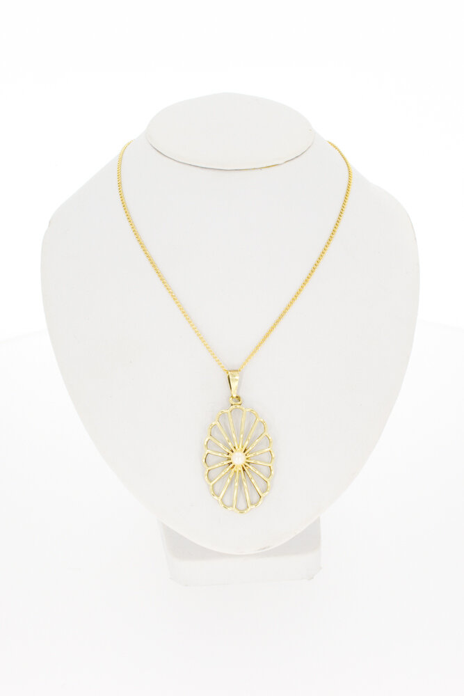 Parel kettinghanger 14 karaat geelgoud 