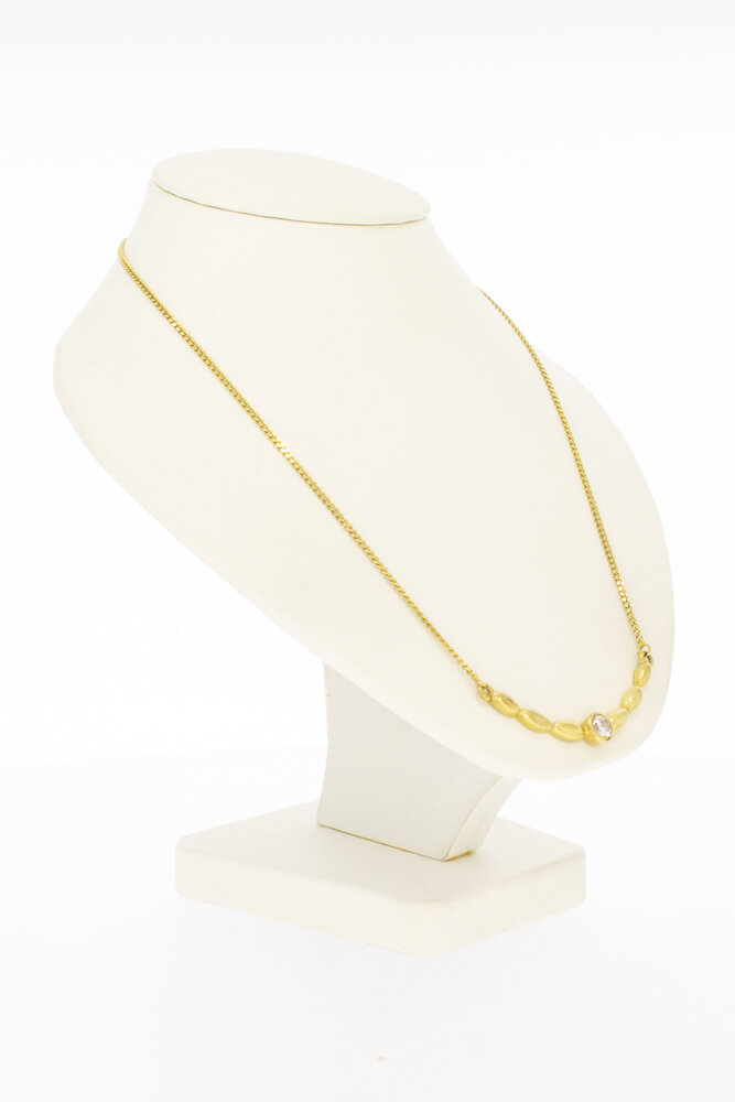 8 karaat Kettingje met Zirkonia hanger - 50 cm