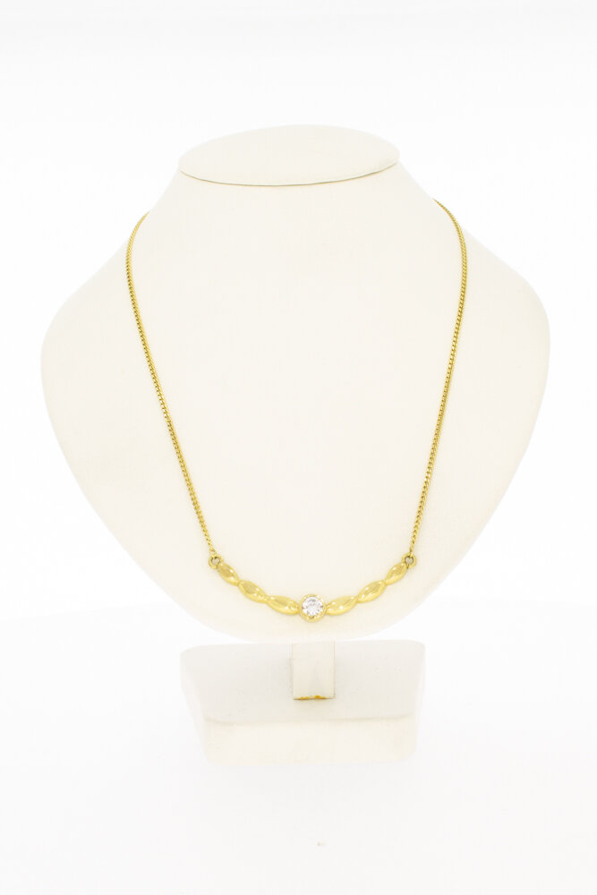 8 karaat Kettingje met Zirkonia hanger - 50 cm