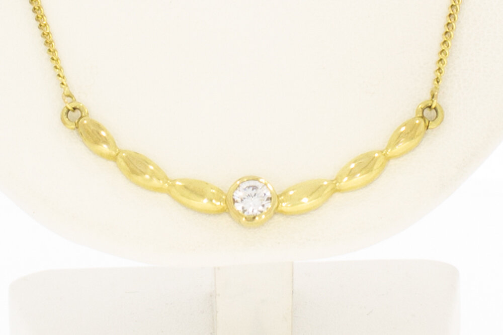 8 karaat Kettingje met Zirkonia hanger - 50 cm