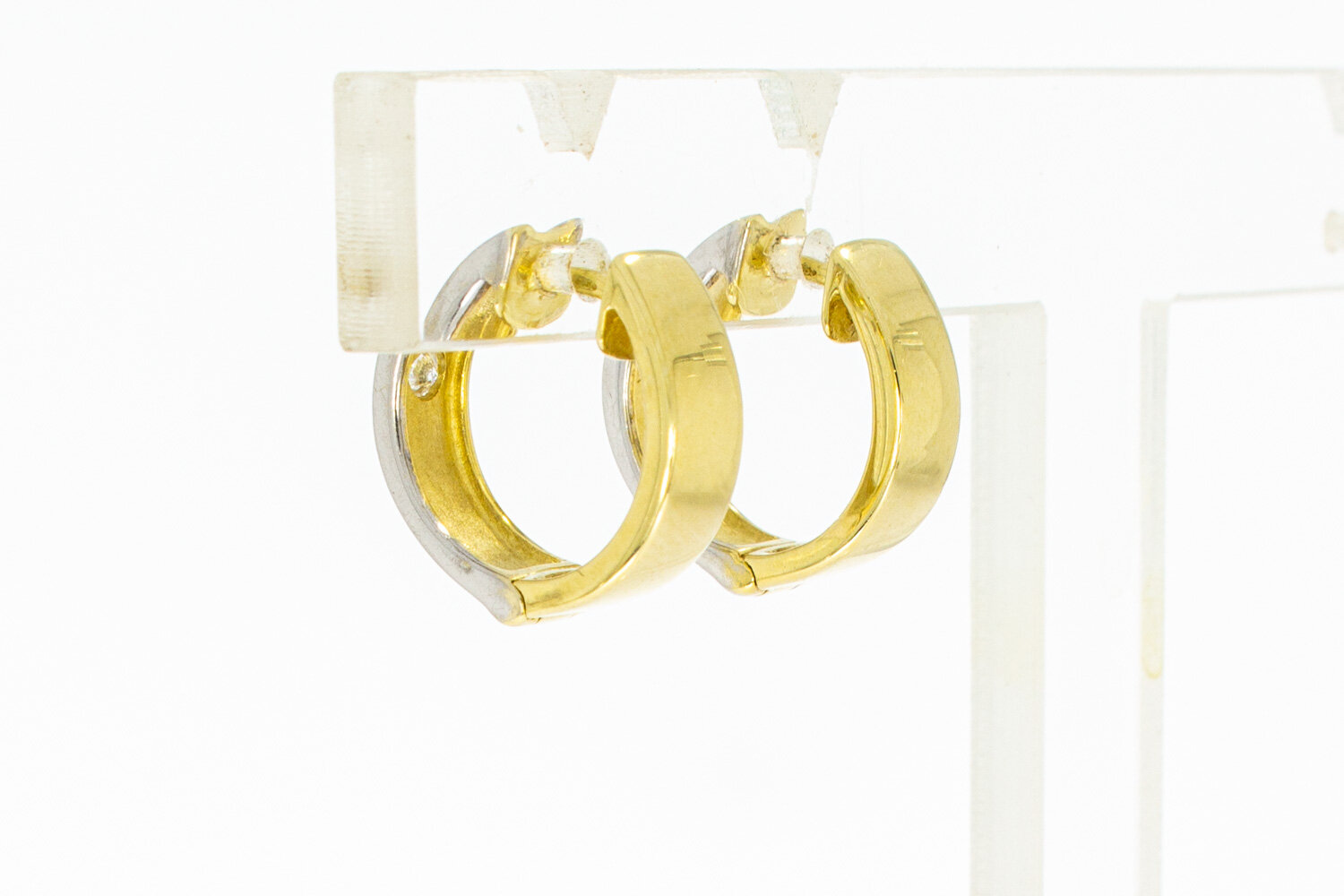 Diamant Creolen 14 Karaat goud - 1,5 cm