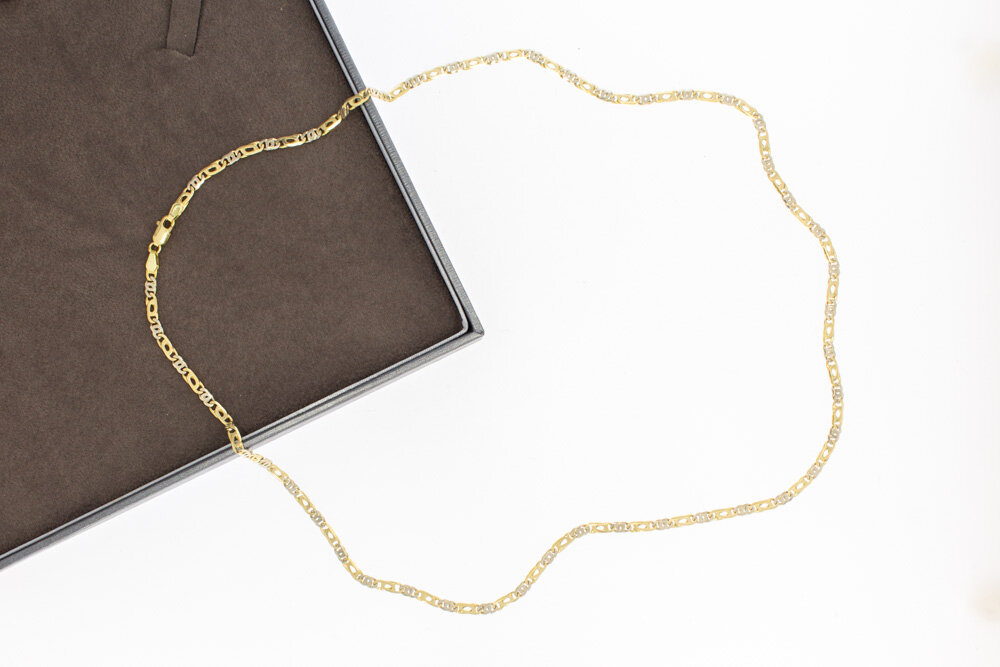 Gouden 14 karaat Figaro ketting - 61,5 cm