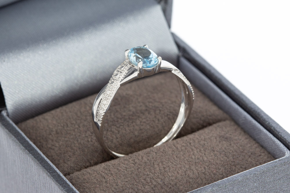 9 karaat (witte) solitair ring - 19,3 mm