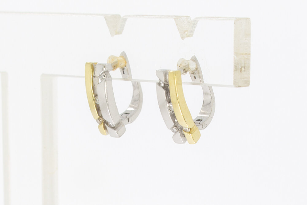 9 karaat bicolor oorhangers - 1,1 cm