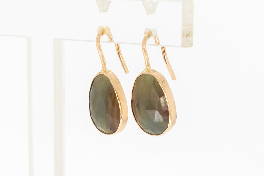 14 karaat gouden Saffierhangers - 2,3 cm