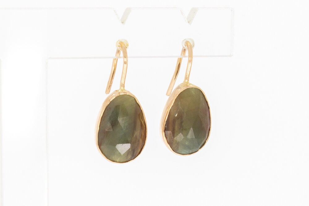 14 karaat gouden Saffierhangers - 2,3 cm