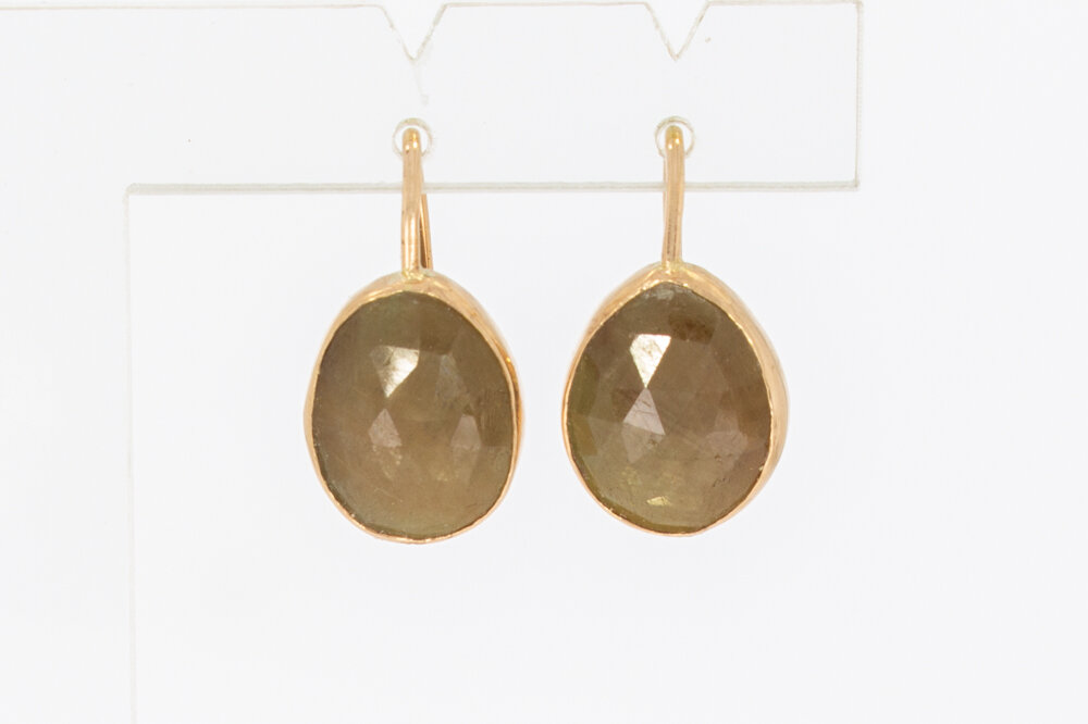 14 karaat rose gouden Saffier hangers - 2,2 cm