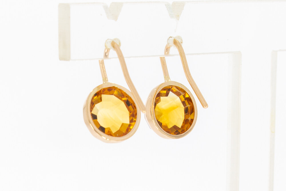 14 karaat gouden Citrien oorhangers - 1,8 cm