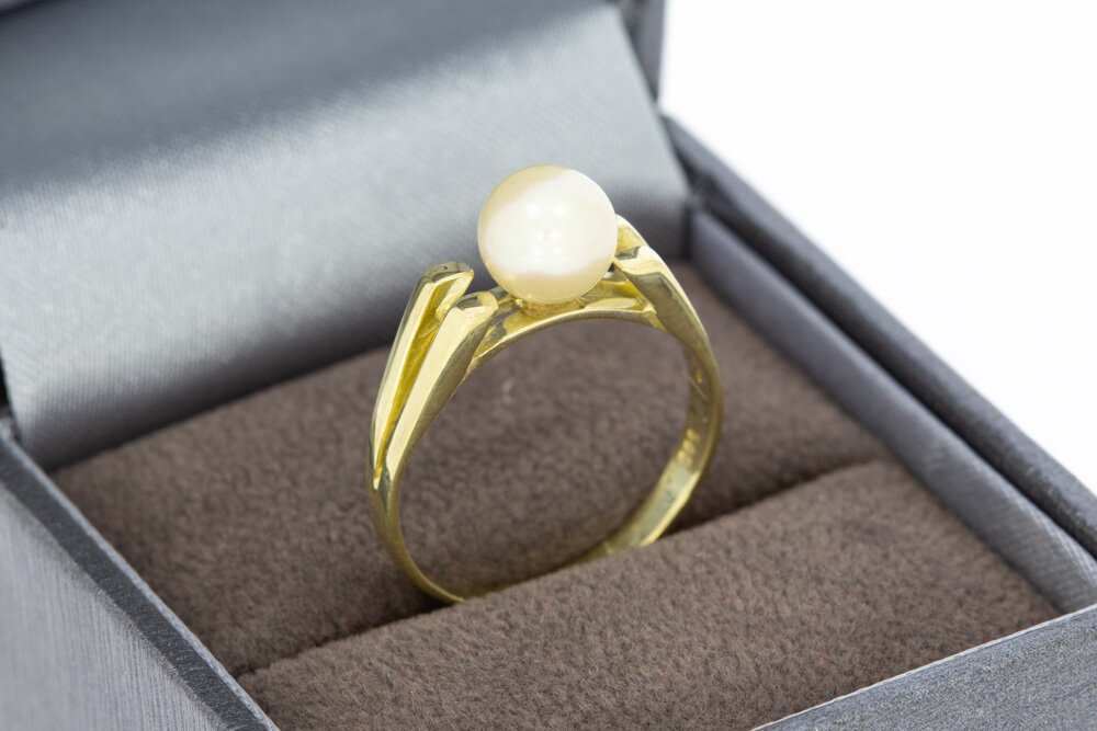 14 karaat gouden Parelring - 17,4 mm