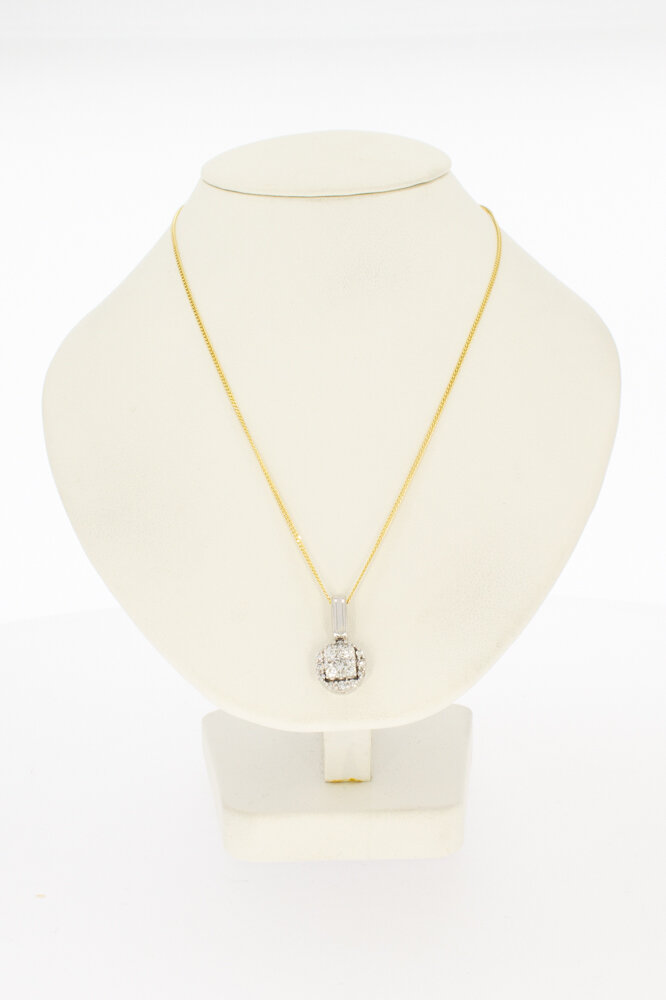 14 karaat goud diamant hanger - 1,8 cm