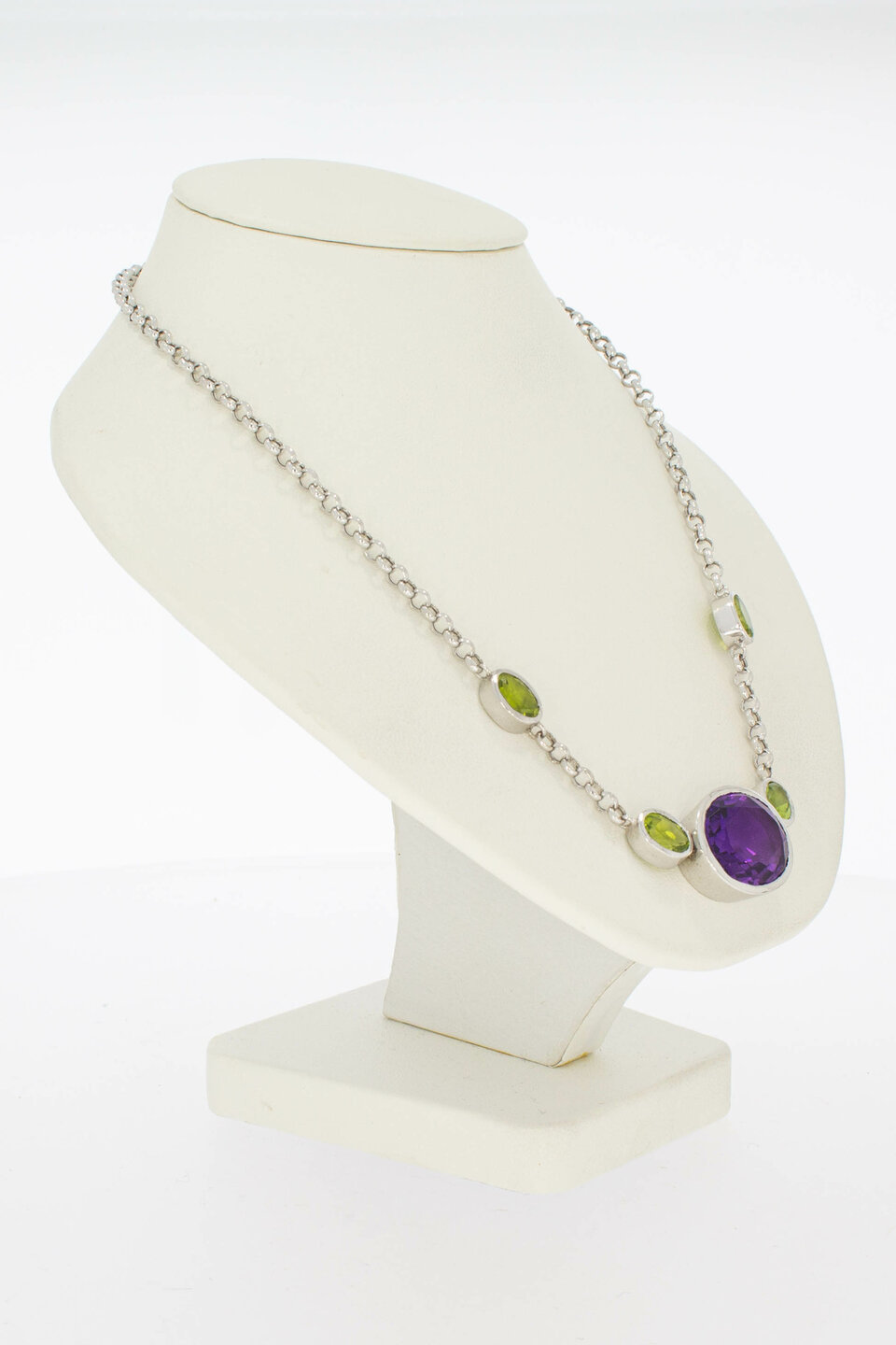 Witgouden Edelsteen ketting - 45 cm