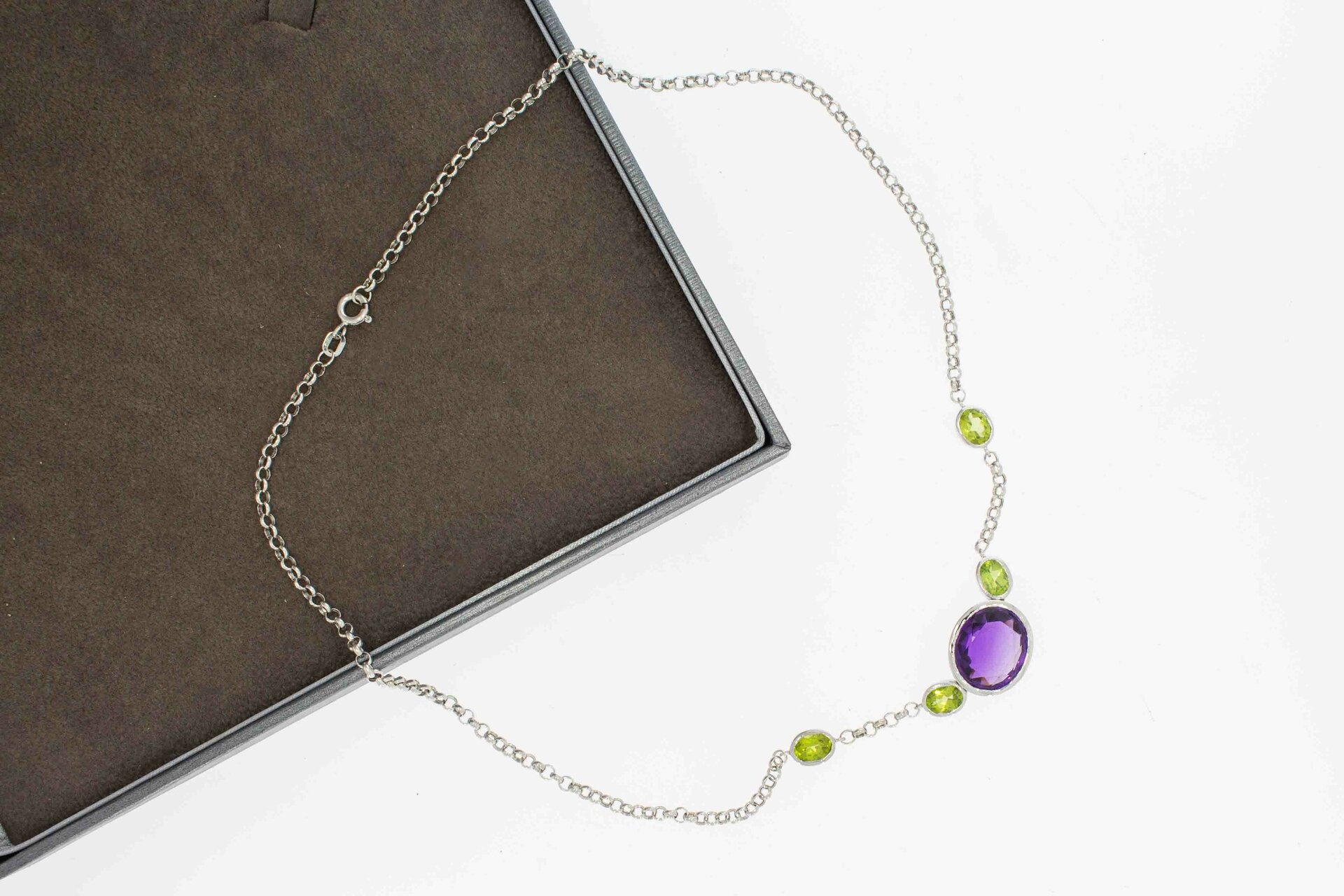 Witgouden Edelsteen ketting - 45 cm