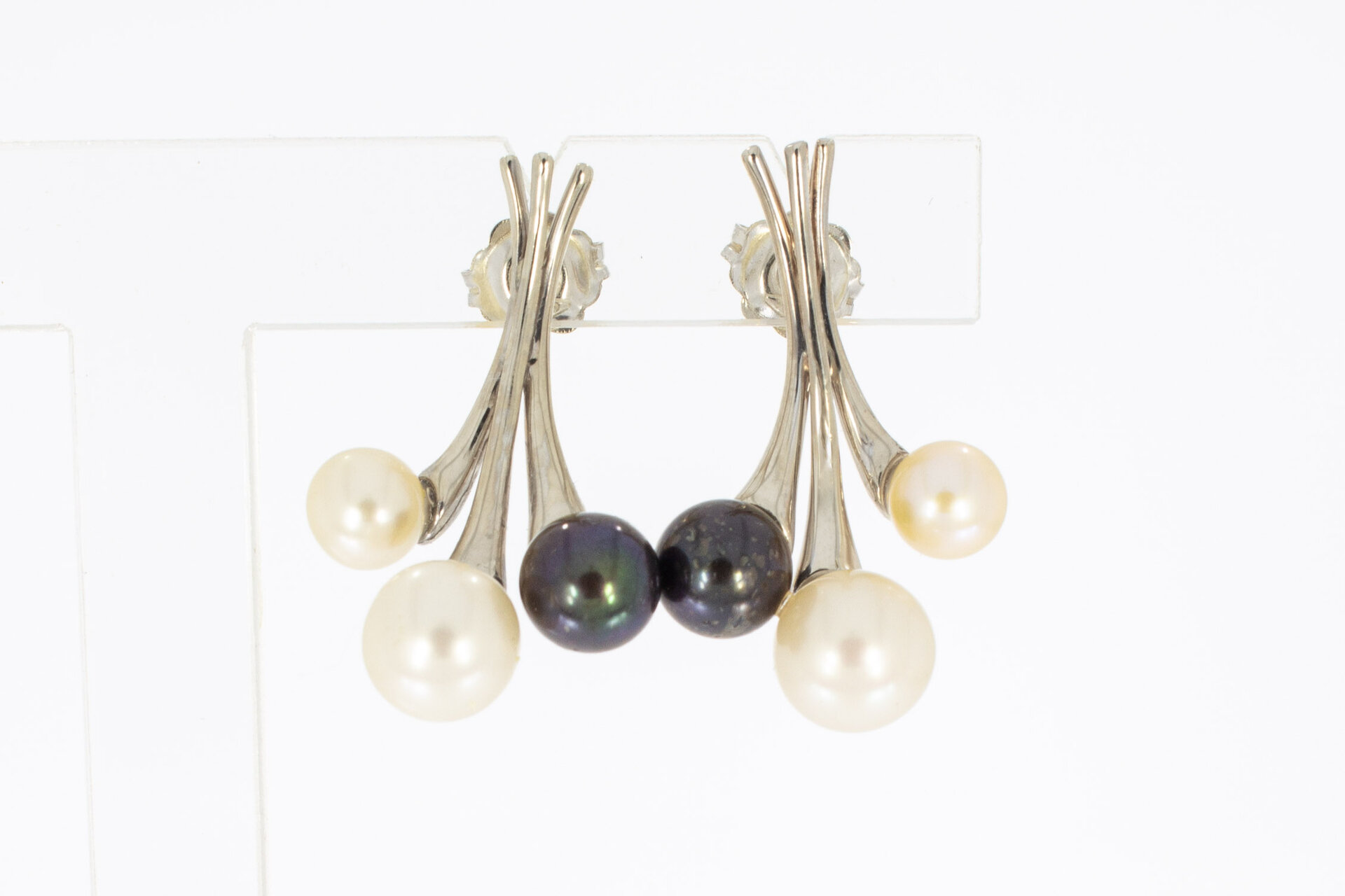 Parels oorbellen 18 karaat goud - 2,8 cm