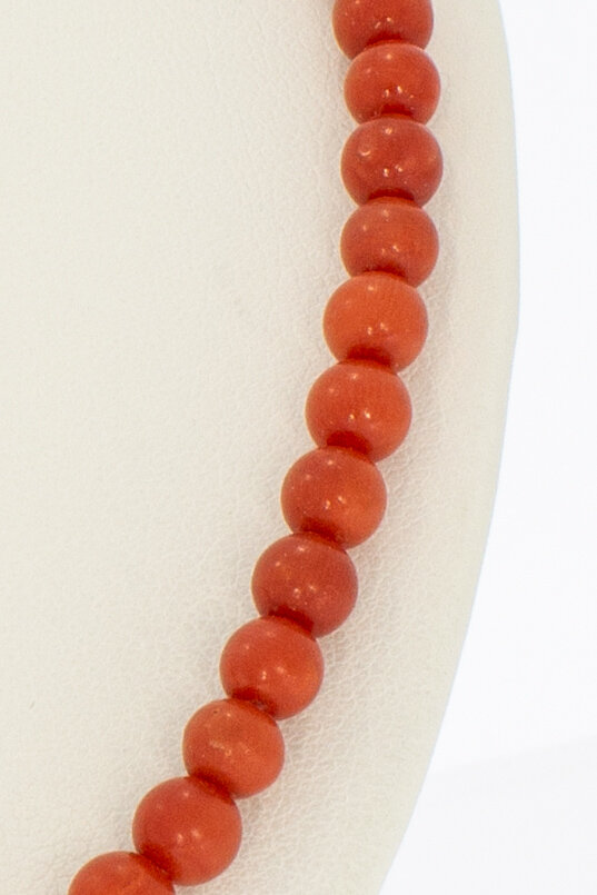 Bloedkoraal Collier 14 karaat goud - 39,5 cm
