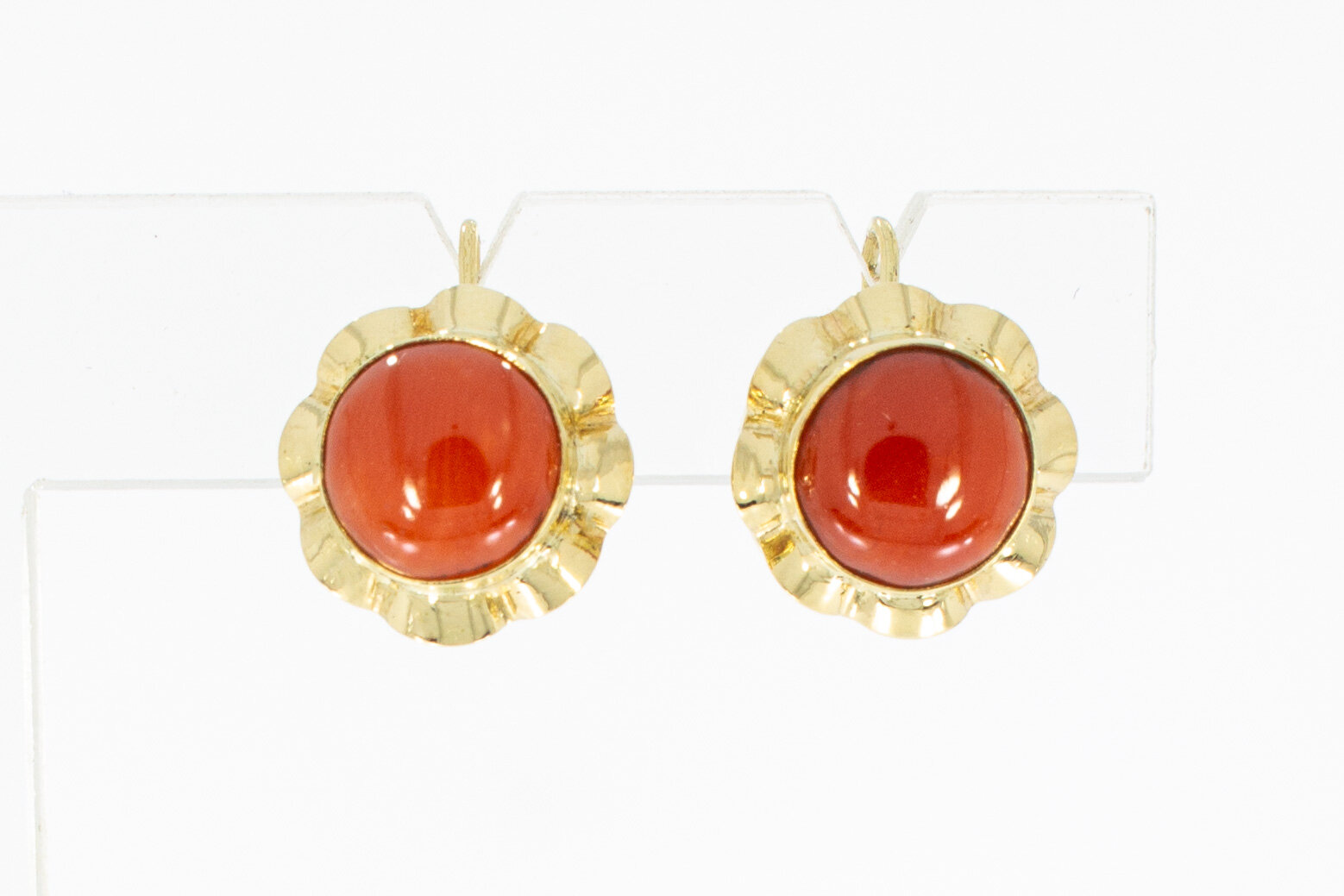 14 karaat bloedkoraal oorbellen - 1,1 cm