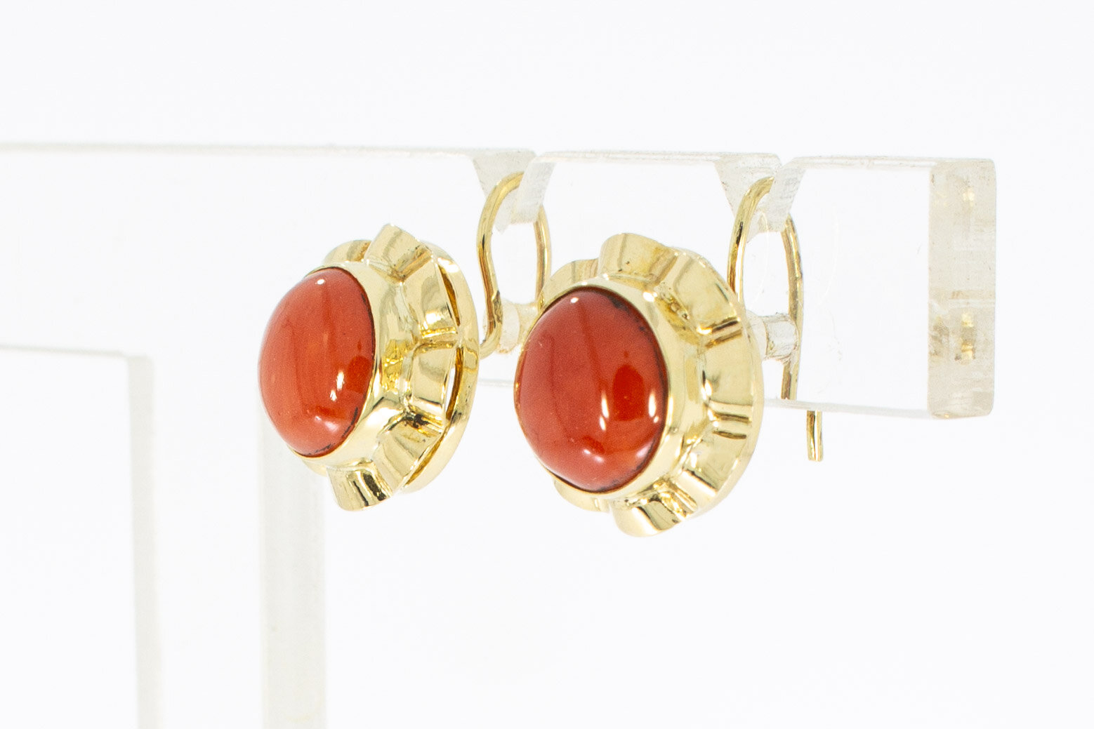 14 karaat bloedkoraal oorbellen - 1,1 cm