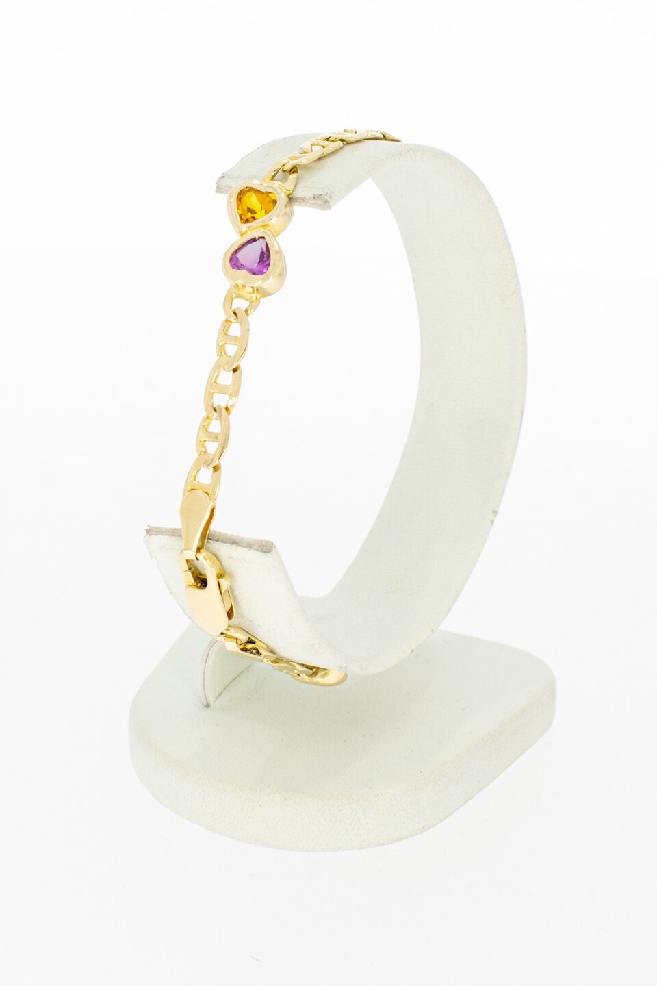 Hartjes armband 14 karaat goud - 19,5 cm