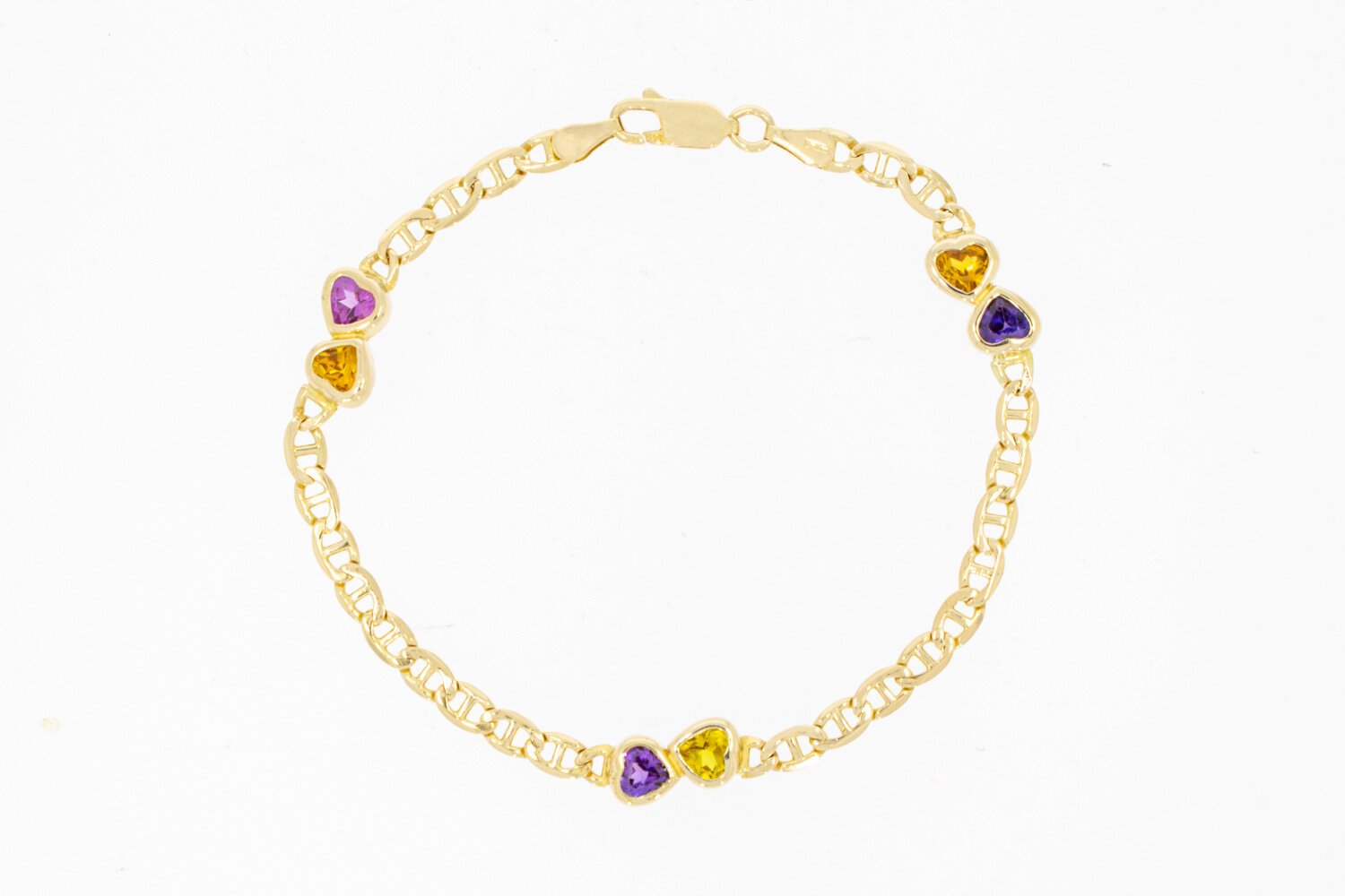 Hartjes armband 14 karaat goud - 19,5 cm