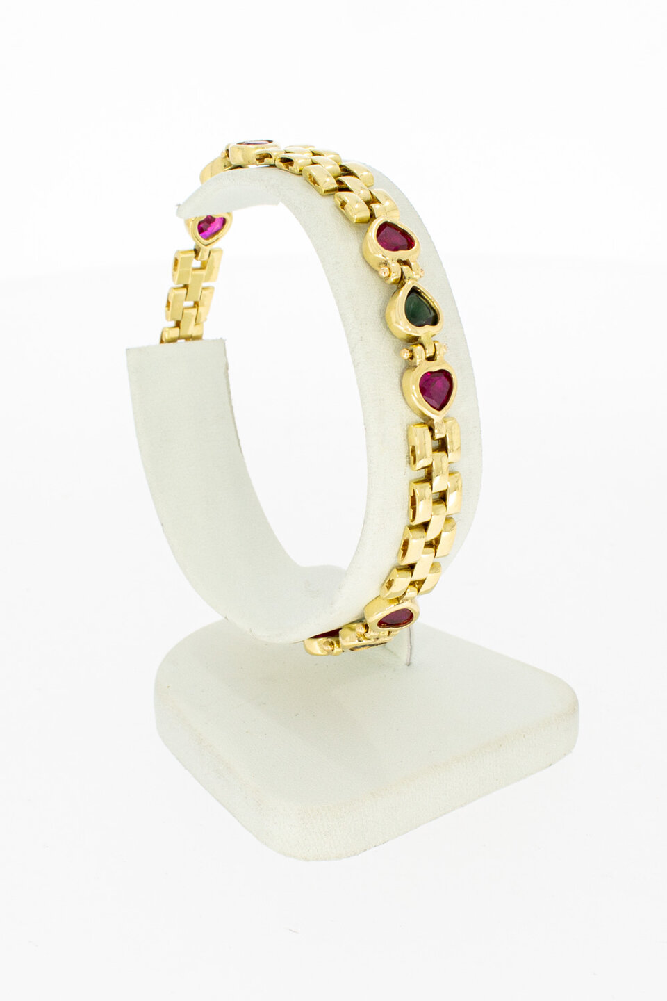 18 Karaat gouden hartjes armband - 18,5 cm