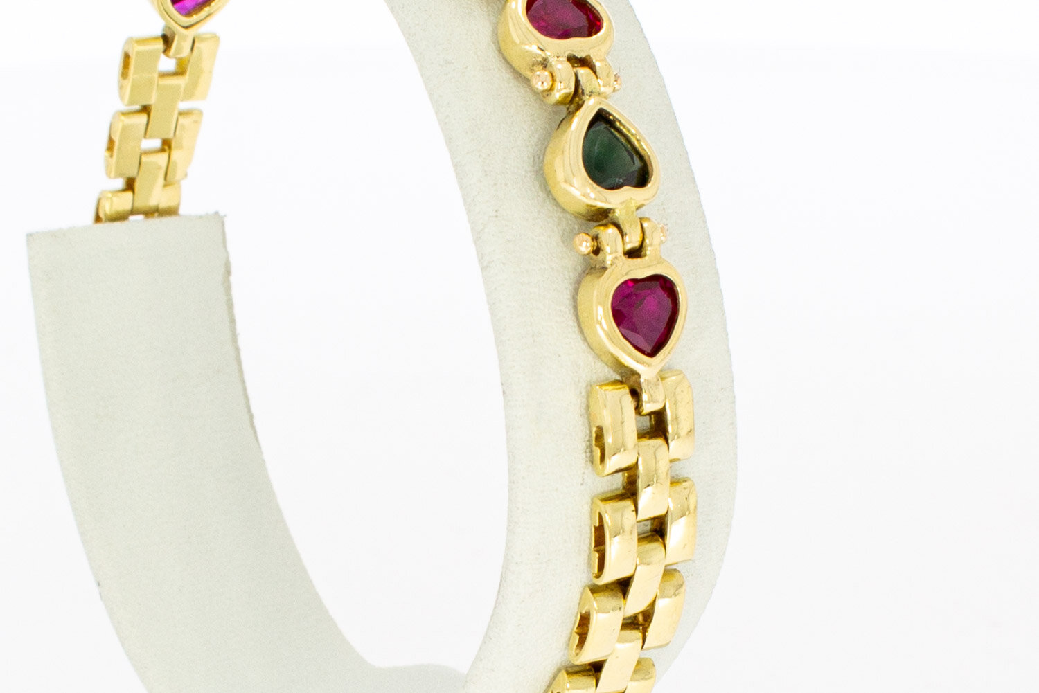 18 Karaat gouden hartjes armband - 18,5 cm