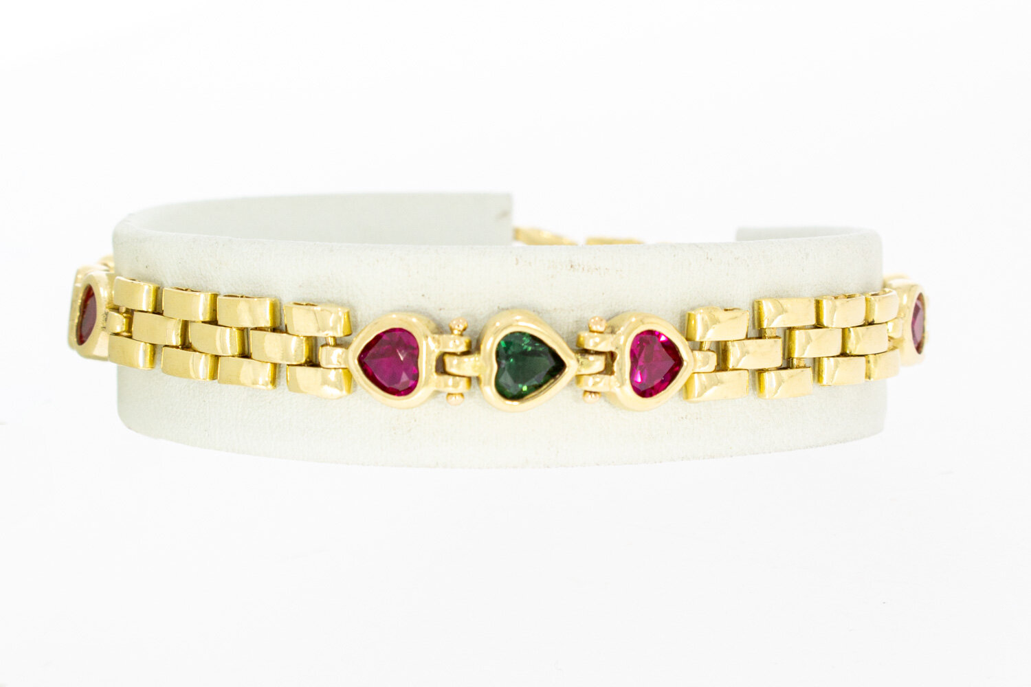 18 Karaat gouden hartjes armband - 18,5 cm