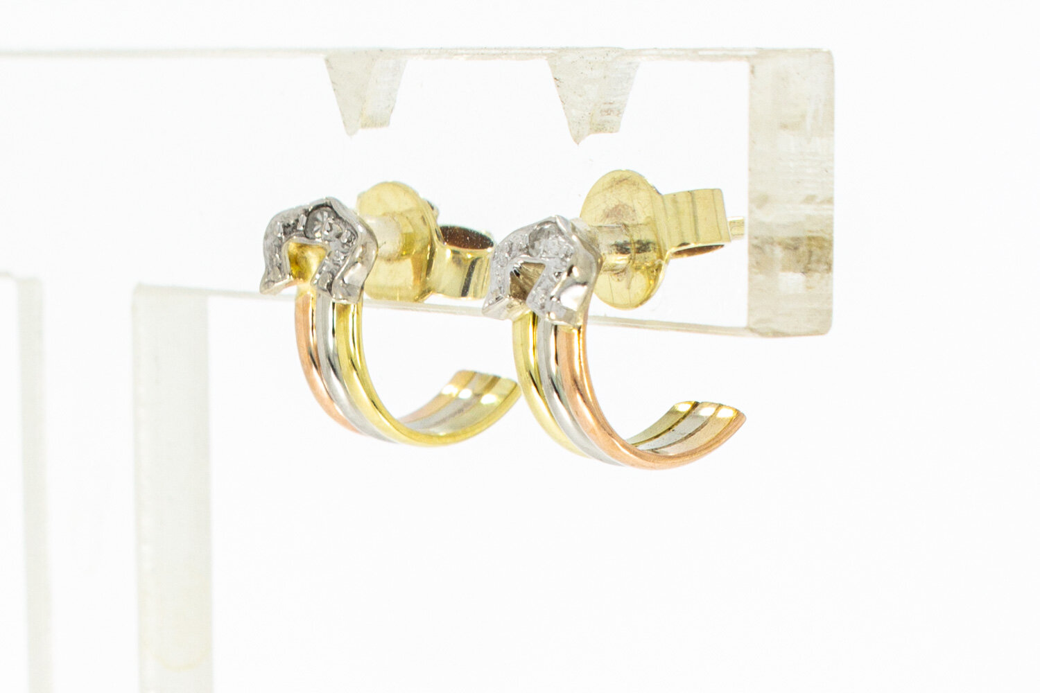 Diamant oorstekers 14 karaat goud - 1,1 cm