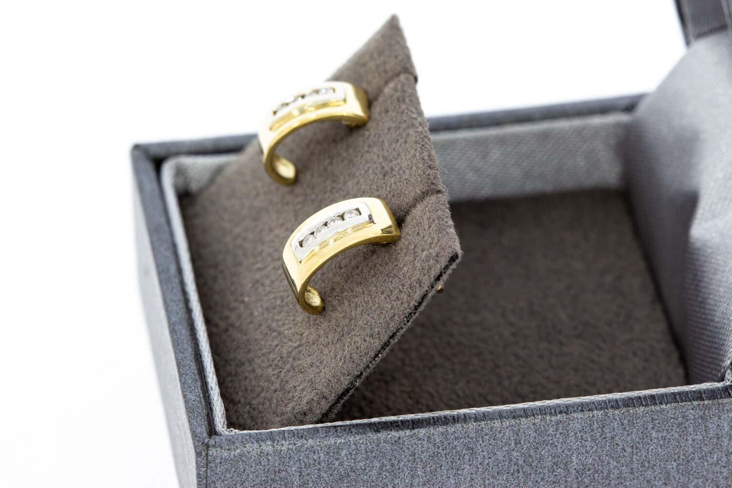 Diamant oorbellen 14 karaat goud - 1,1 cm