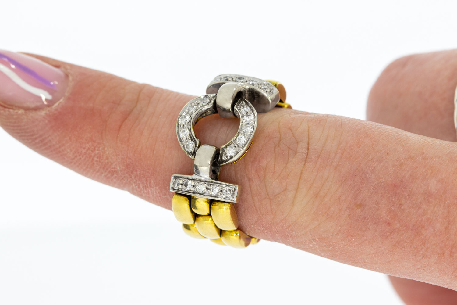 18 karaat gouden diamantring - 18 mm