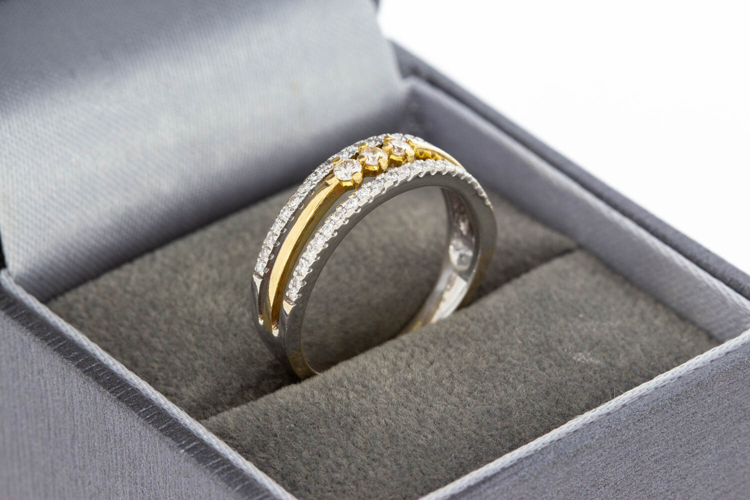 18 karaat bicolor gouden ring dames met diamant - 16,4 mm