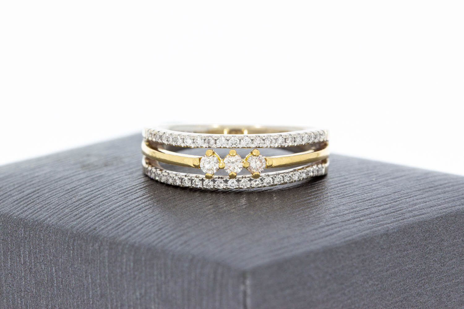 18 karaat bicolor gouden ring dames met diamant - 16,4 mm