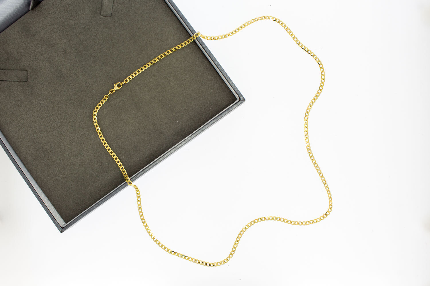 Platte Gourmet ketting 14 Karaat - 60,4 cm