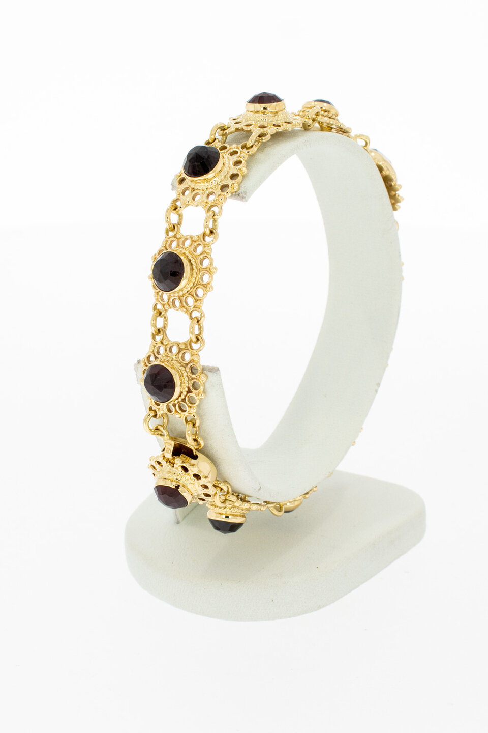 14 karaat Vintage Granaat armband - 19 cm