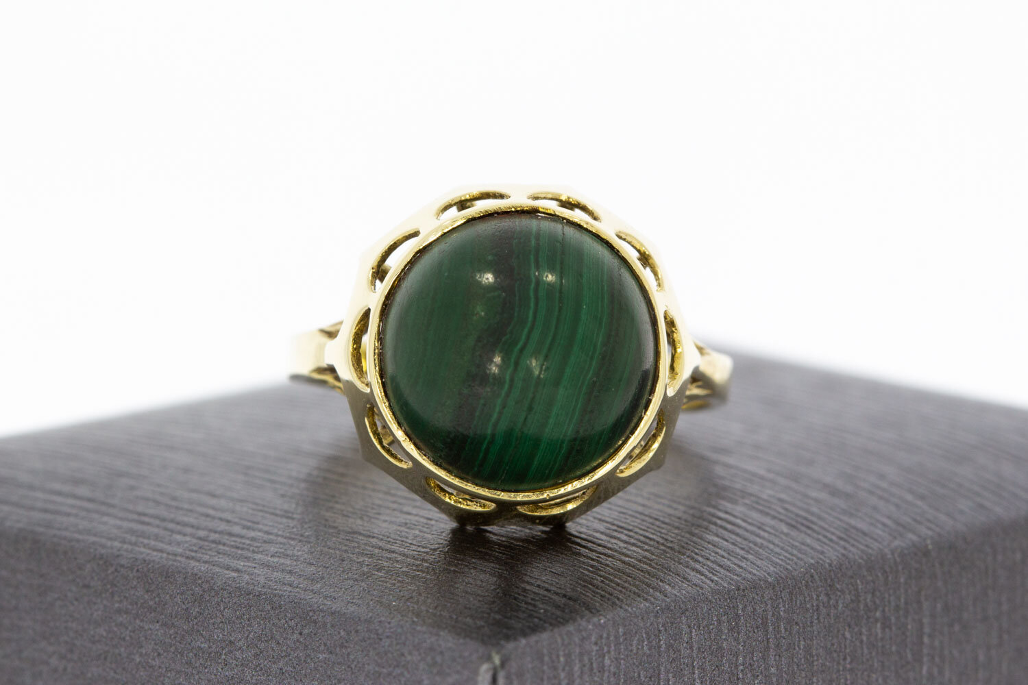 14 karaat gouden Malachiet Ring - 18,4 mm