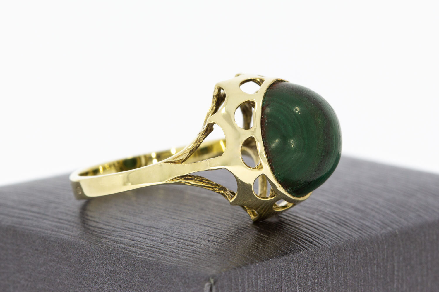 14 karaat gouden Malachiet Ring - 18,4 mm