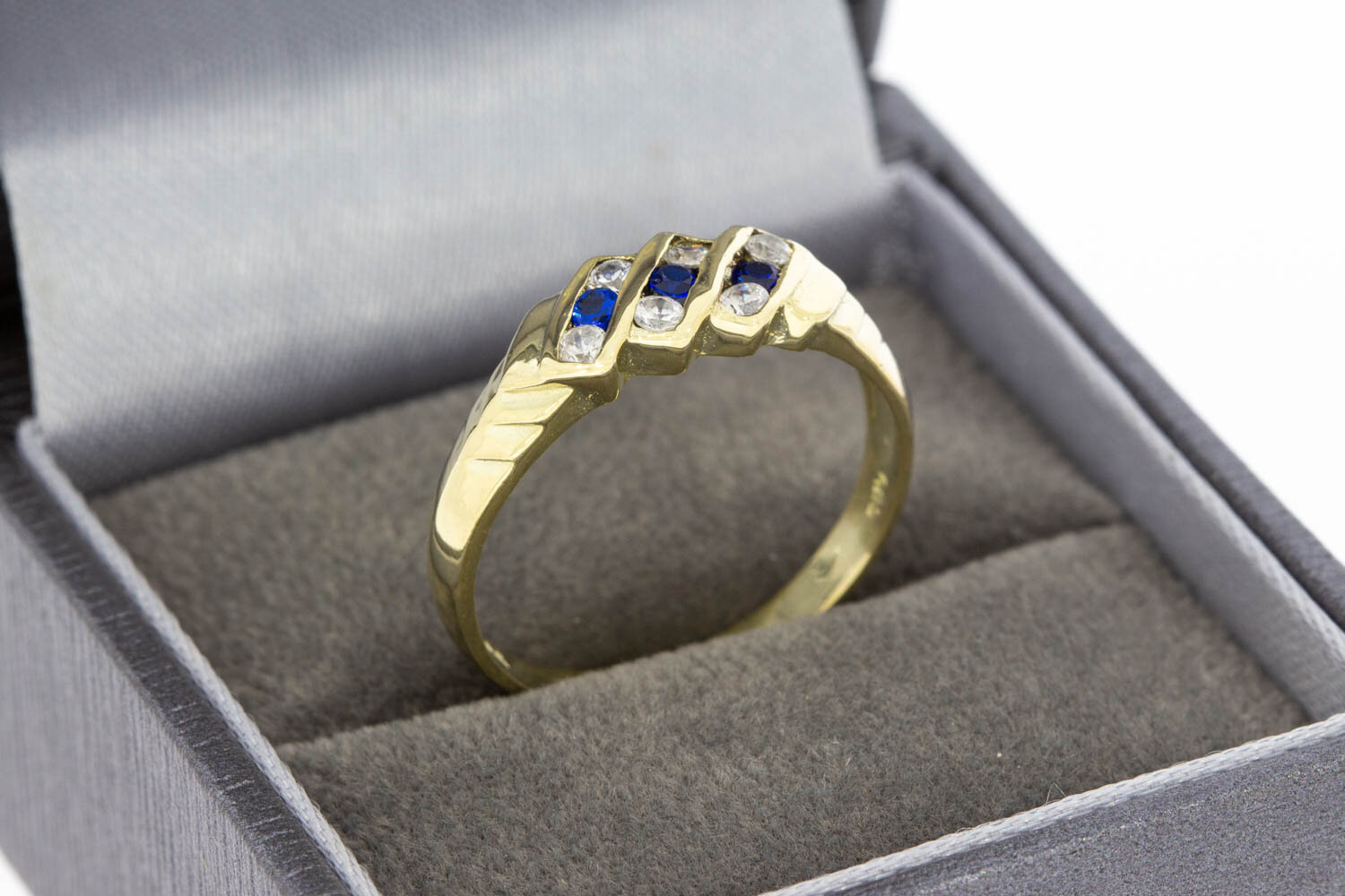 14 Karaat gouden ring met Saffier - 18,5 mm