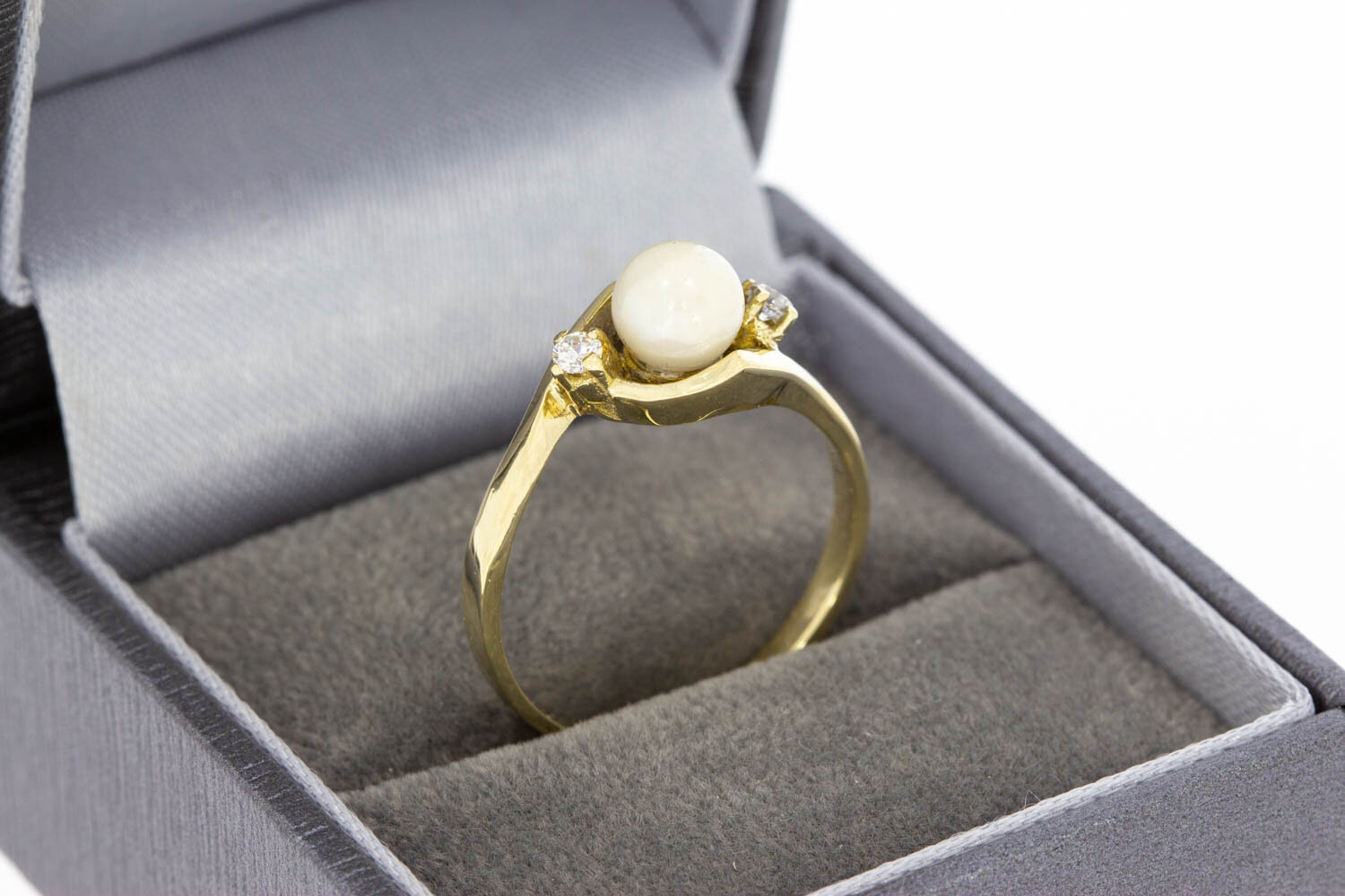 14 Karaat Parel ring met Zirkonia - 18,4 mm