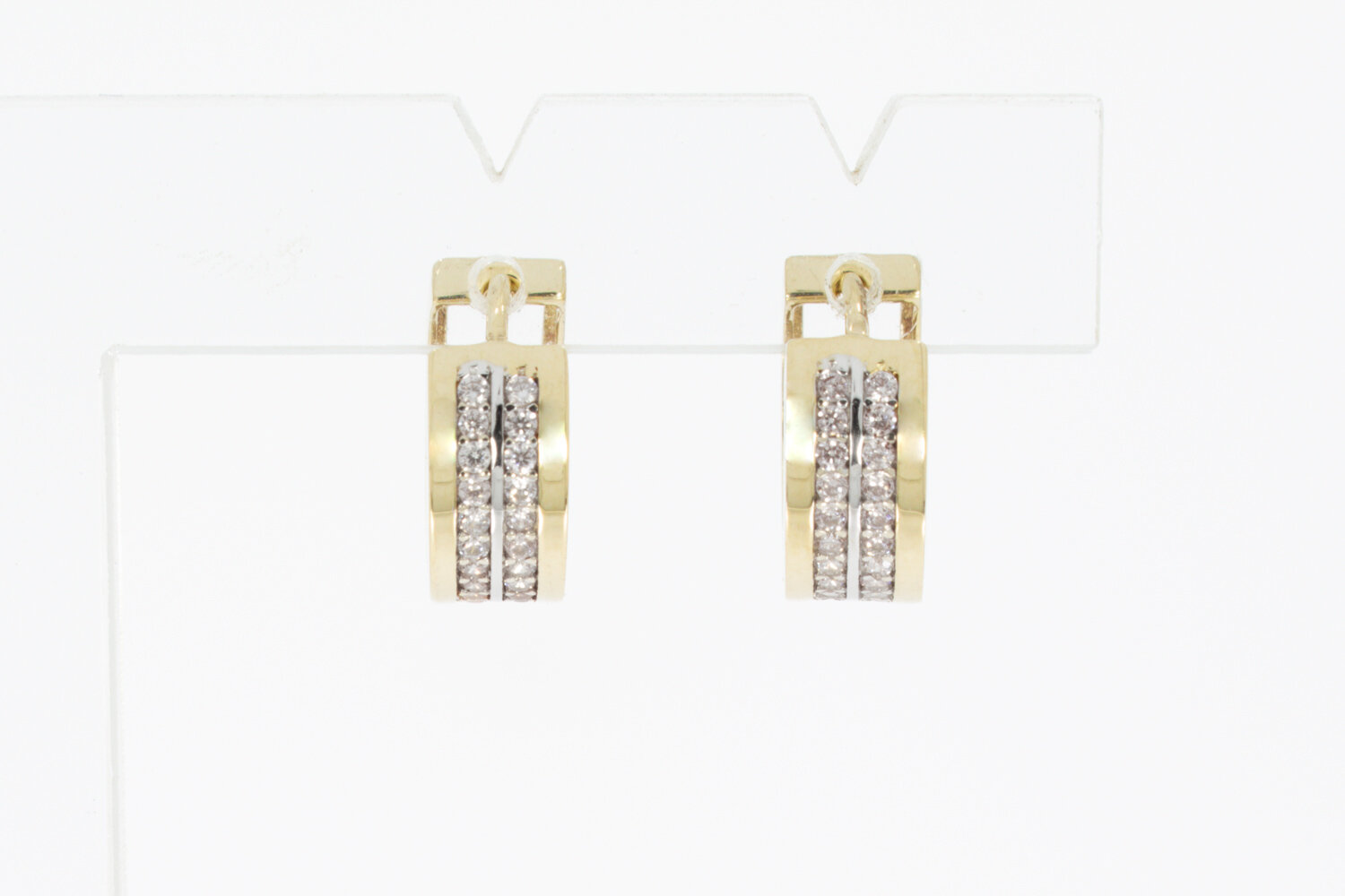 14 Karaat gouden Zirkonia Creolen - 1,3 cm