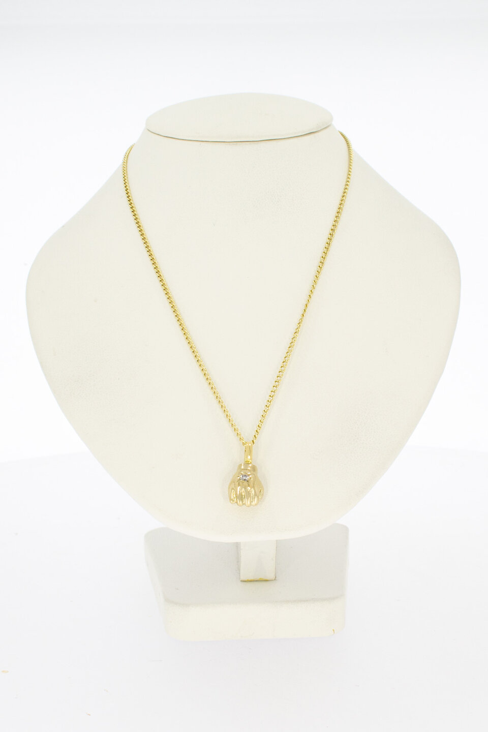 Gouden Vuist hanger 14 karaat - lengte 1,6 cm