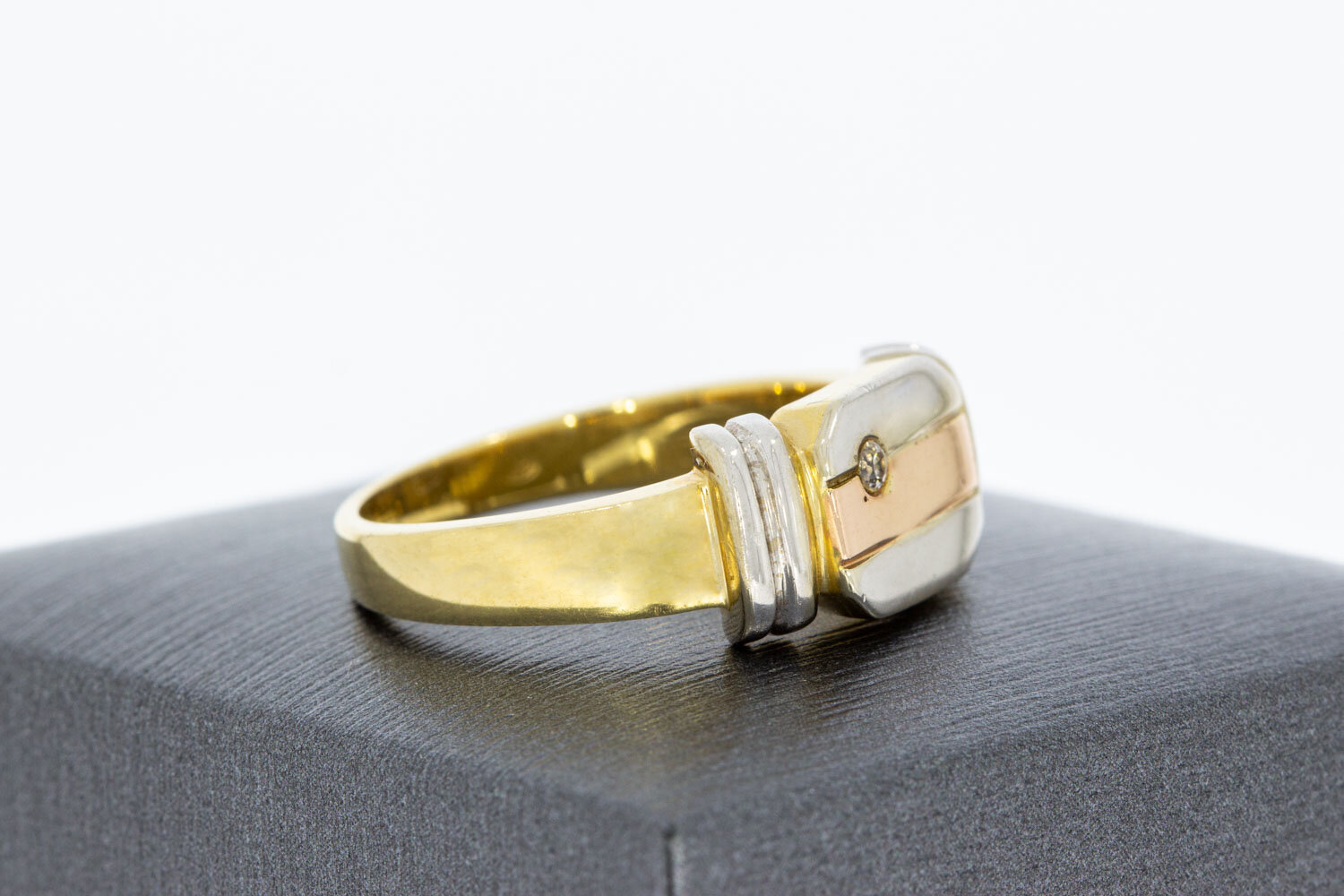 14 Karaat goud Zirkonia heren ring - 19,4 mm