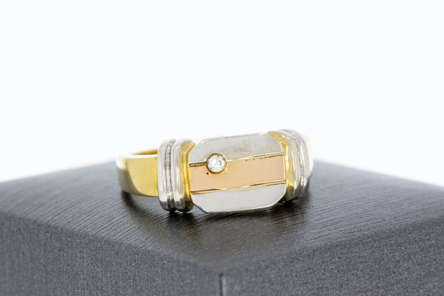 14 Karaat goud Zirkonia heren ring - 19,4 mm