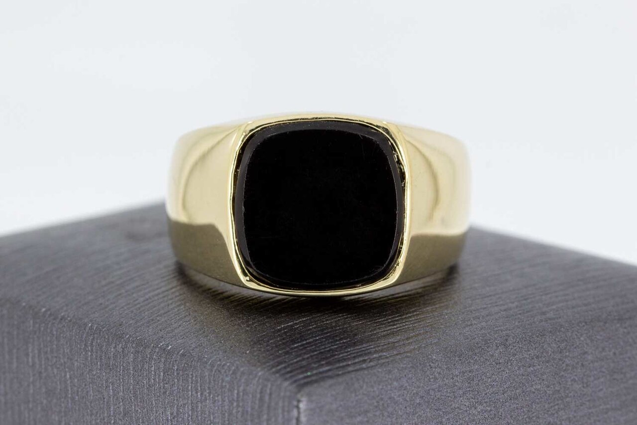 14 Karaat Onyx mannen Zegelring - 20,7 mm