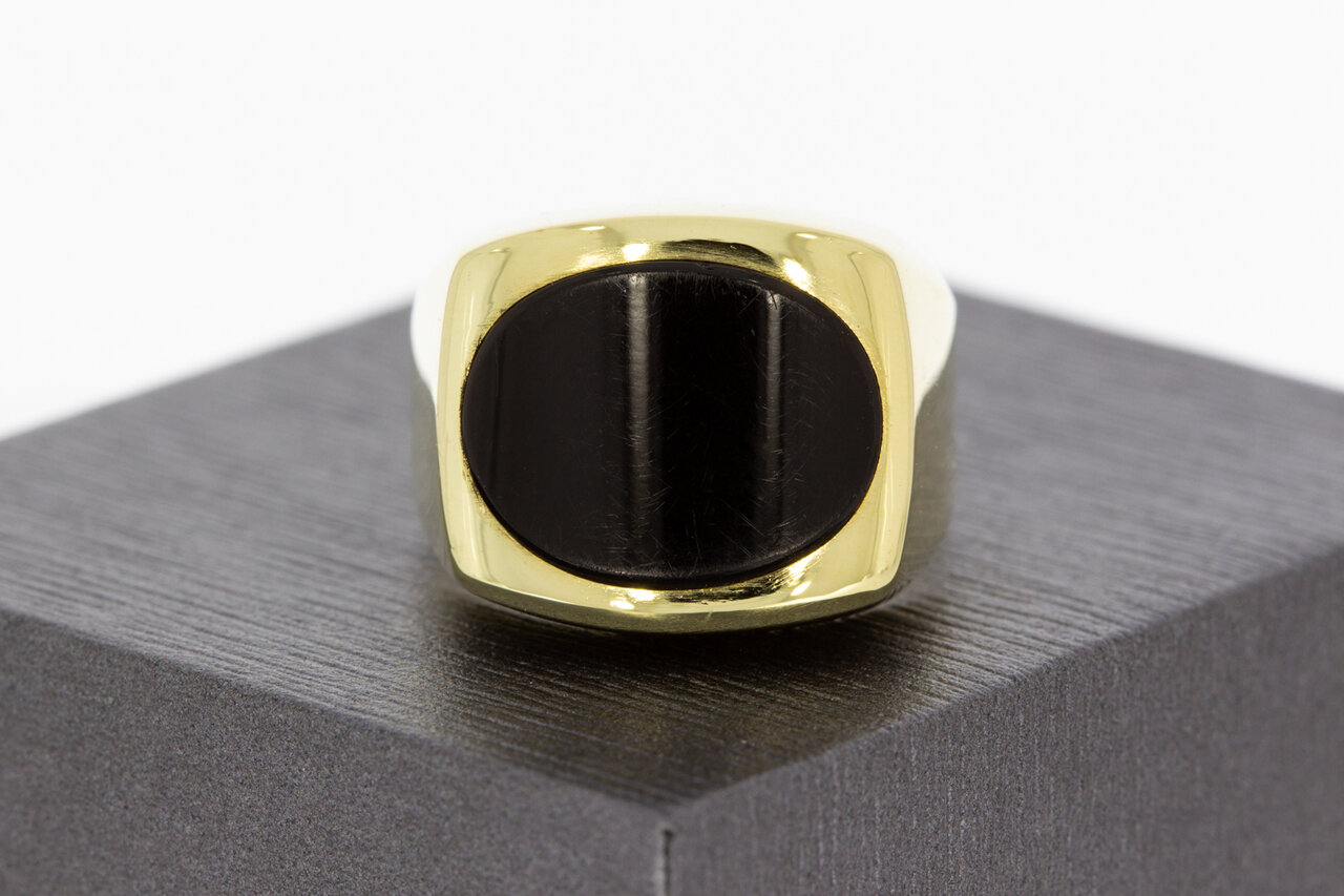 14 Karaat Onyx Zegelring mannen - 18,9 mm