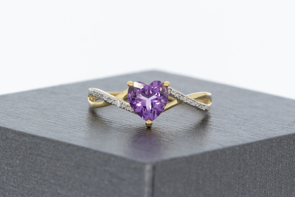 9 karaat Amethyst dames ring - 17,8 mm