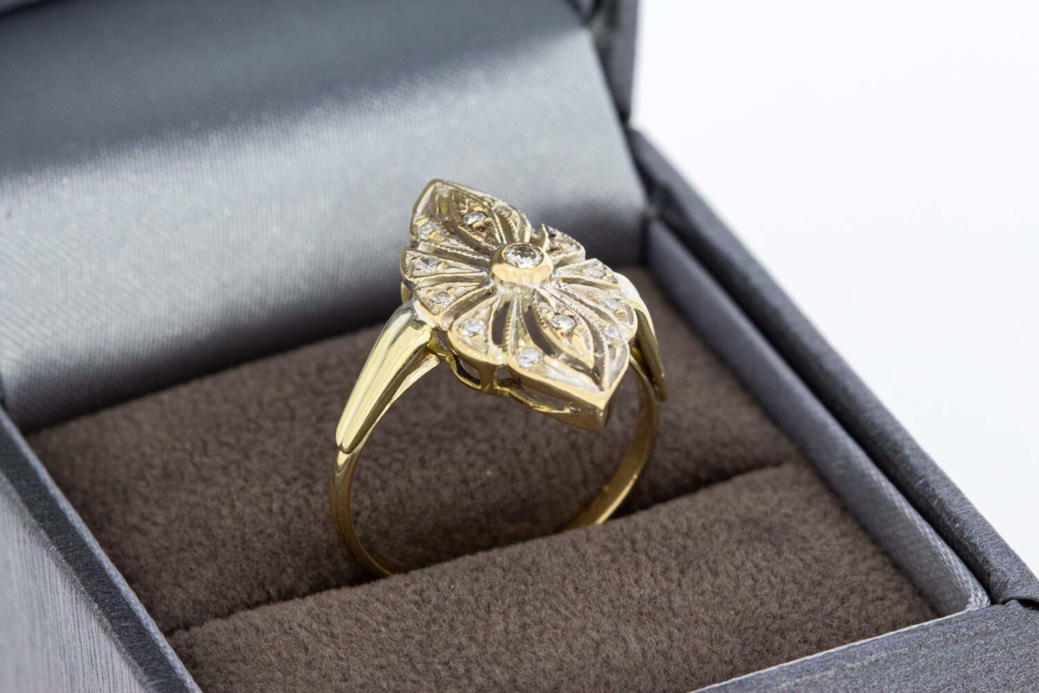 Vintage 14 karaat diamant dames ring - 17,7 mm